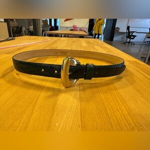Vintage Anne Green - Green Leather Belt with Gold Buckle
